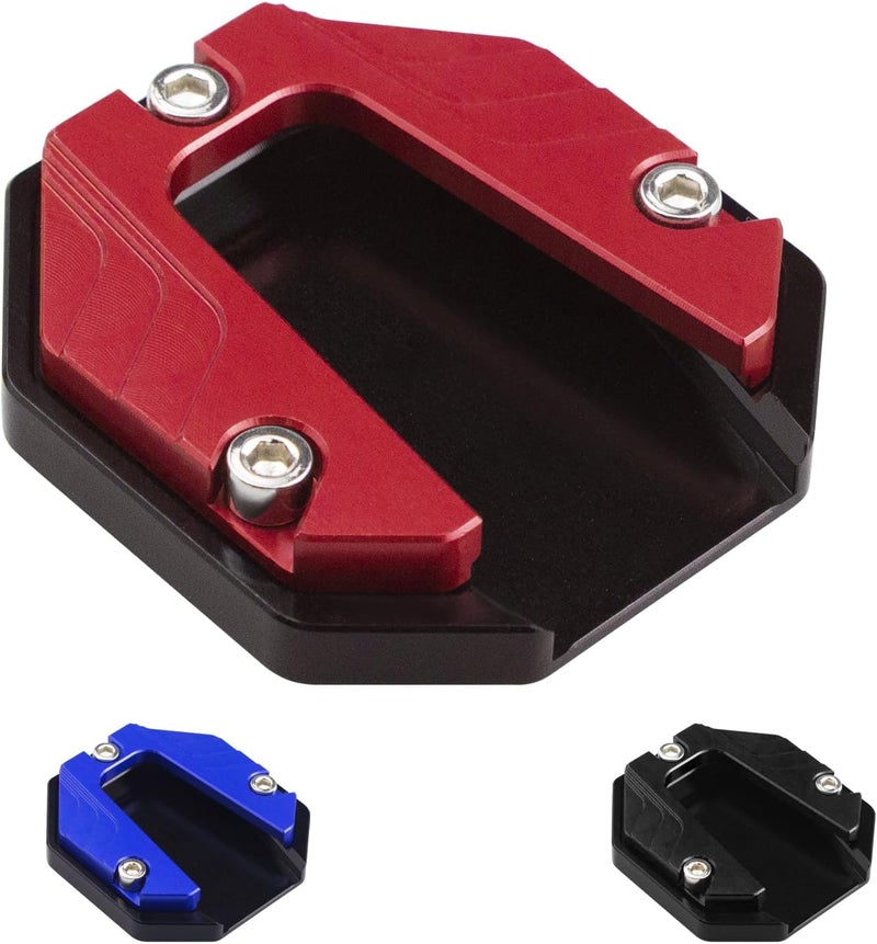 amavoler Universal Scooter Motorcycle Bike Kickstand Extender Foot Side Stand Extension Pad Support Plate Anti-skid Enlarged Base (Red) - Image 1